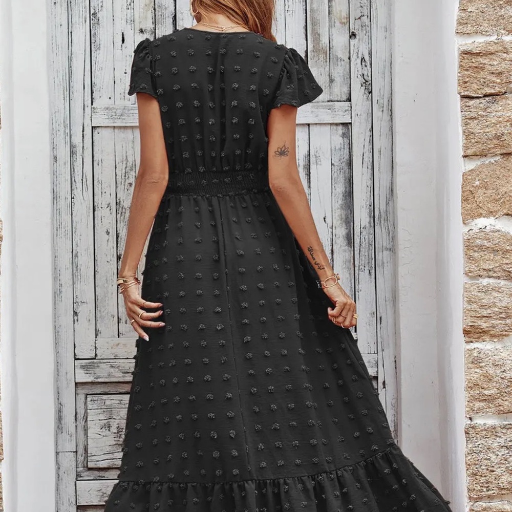 PrettyGarden Swiss Dot Black Maxi Dress - Picture 4 of 9